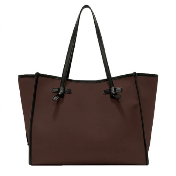 Gianni Chiarini Handbags - Made in Italy Marcella Leather Handle & Trim Canvas Shopping Bag Tote